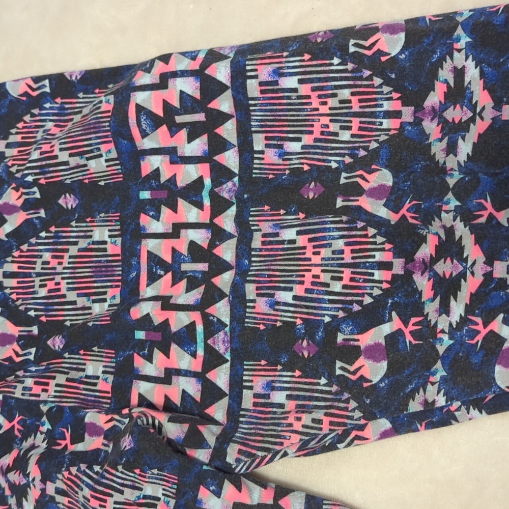 No Boundaries Neon Pink And Blue Print Geometric Leggings Size large (11-13) - Picture 5 of 7